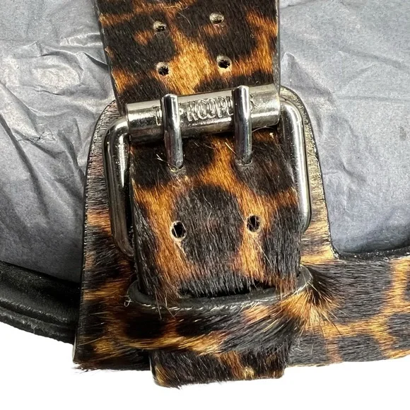 NIB The Kooples Leo Poulain Leather Animal Print Double Strap Sandal Size EU38 - Picture 2 of 12